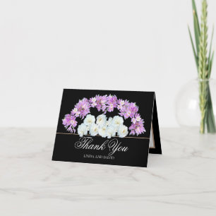 Elegant Crocus Garland & White Roses Thank You  Card