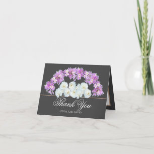 Elegant Crocus Garland & White Roses Thank You  Card