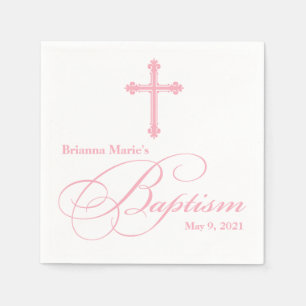 Elegant  Cross Baptism Personalised Napkin