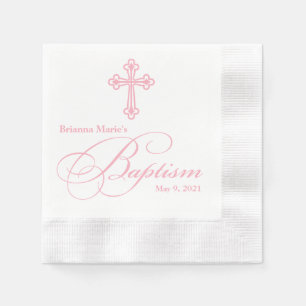 Elegant  Cross Baptism Personalised Napkin