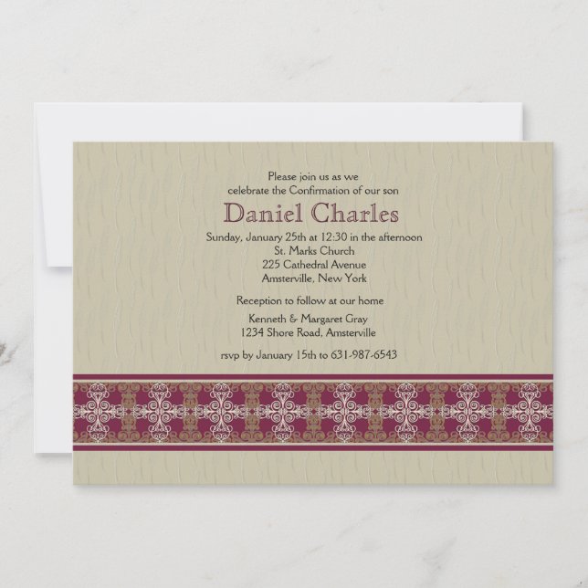 Elegant Cross Border Religious Invitation (Front)