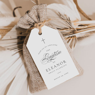 Elegant Cross Calligraphy Baptism Thank You Favour Gift Tags