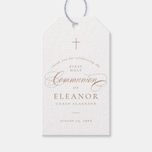 Elegant Cross Calligraphy Communion Favour Gift Tags