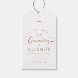 Elegant Cross Calligraphy Communion Favour Gift Tags