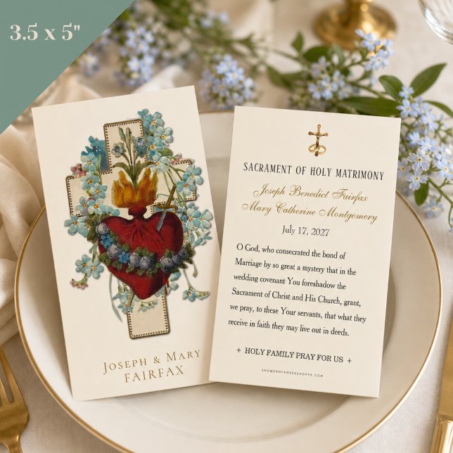 Elegant Cross Catholic Wedding Prayer Card (Creator Uploaded)