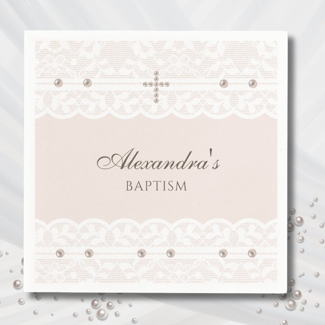 Elegant Cross Christening Christian Baptism Napkin (Creator Uploaded)