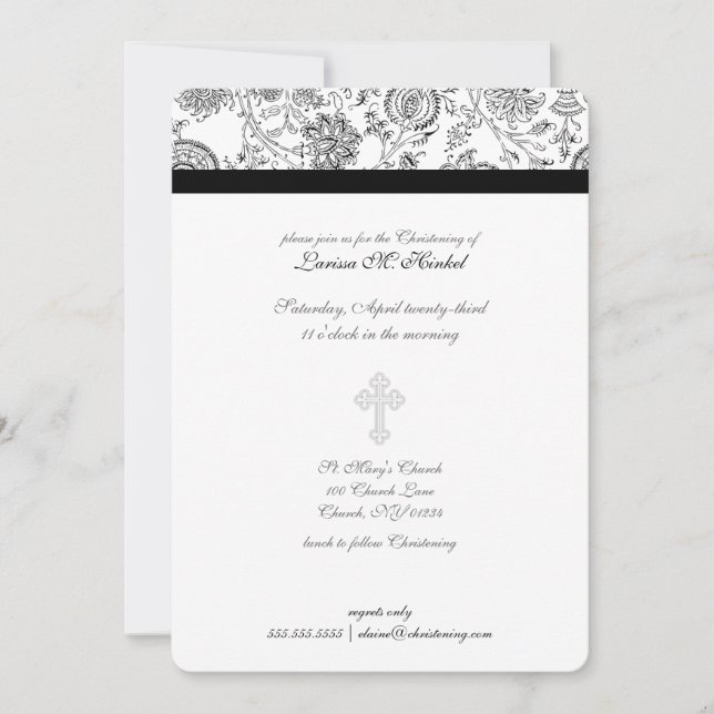 Elegant Cross Christening Invitations (Front)