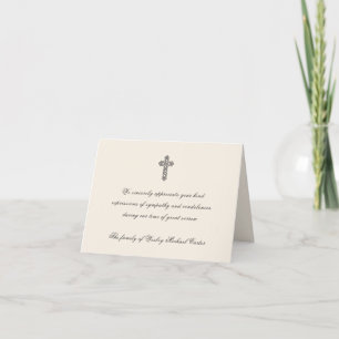 Elegant Cross Funeral Acknowledgement Thank You Card