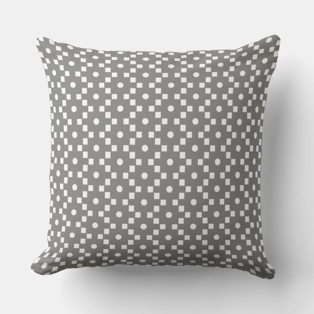 Elegant Cross Geometric Pattern in Grey & White Cushion (Front)