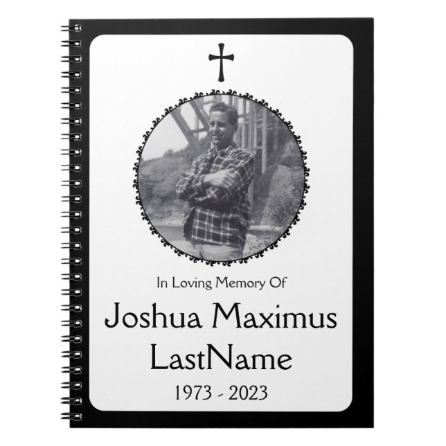elegant cross memorial service guest book (Front)