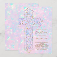 elegant cross opal Baptism