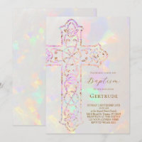 elegant cross opal design Baptism