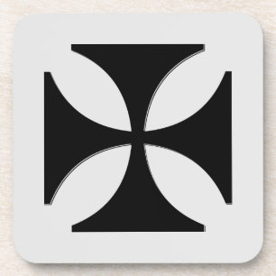 Elegant Cross Pattee Black, Light Grey Coaster