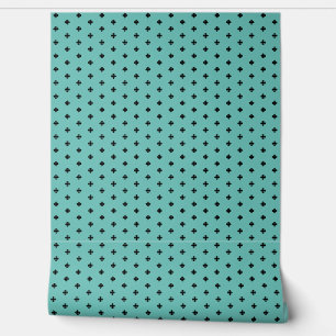 Elegant Cross Pattern on Blue Hosta, Pastel Teal Wallpaper