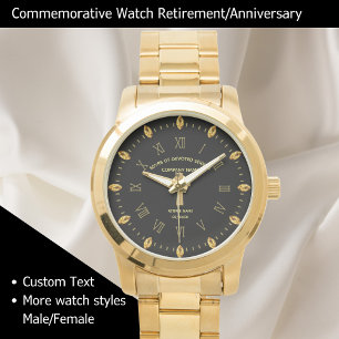 Elegant Cross Retirement Commemorative Black Gold Watch