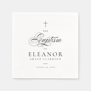 Elegant Cross Script Calligraphy Baptism Napkin