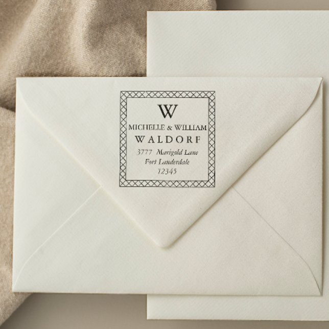 Elegant crossed frame Monogram Return Address  Self-inking Stamp (Creator Uploaded)