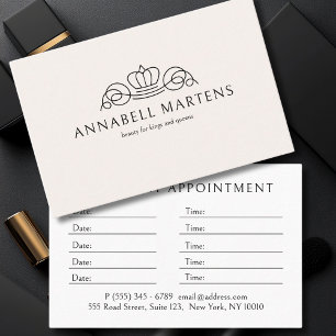 Elegant Crown Salon Beige Appointment Card