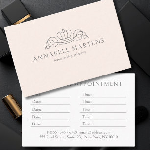 Elegant Crown Salon Blush Pink Appointment Card
