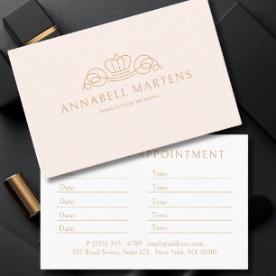 Elegant Crown Salon Blush Pink Appointment Card
