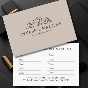 Elegant Crown Salon Light Brown Appointment Card