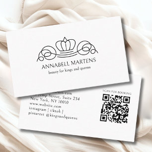 Elegant Crown Salon White QR Code Business Card
