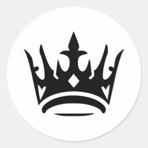 Elegant Crown Silhouette in Monochrome Classic Round Sticker