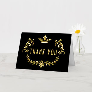 Elegant Crown Wreath Thank You  Foil Greeting Card