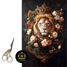 Elegant Crowned Lion Floral Frame Luxury Boutique
