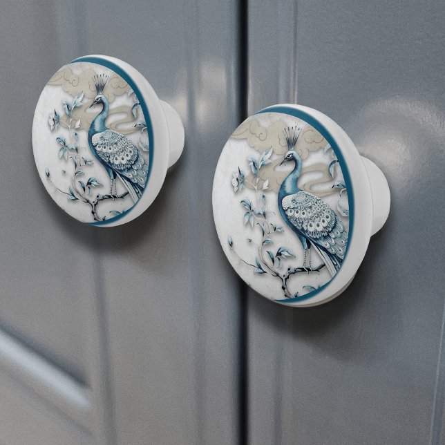 Elegant Crowned Peacock Ceramic Knob (Creator Uploaded)