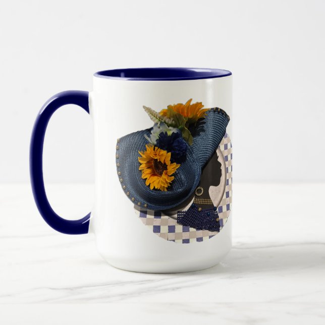 ELEGANT CROWNS - BLUE SUNFLOWER MUG (Left)