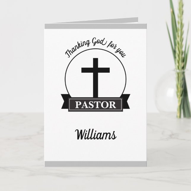 Elegant Crucifix Pastor Appreciation Card (Front)