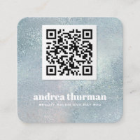Elegant Crystal Blue  pearly iridescent QR CODE
