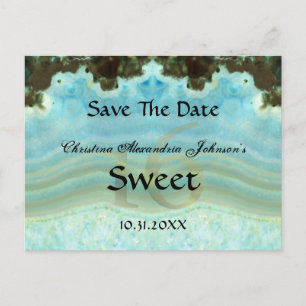 Elegant Crystal Blue Sweet 16 Save The Date Announcement Postcard