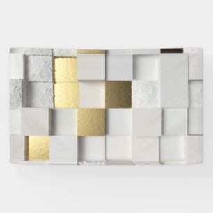 Elegant Cube wall 3D art- white and gold Banner