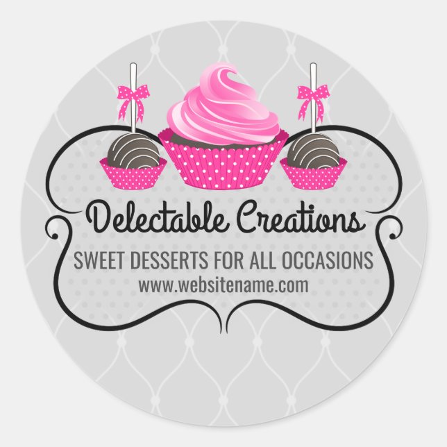 Elegant Cupcake and Cake Pops Bakery Box Seals (Front)