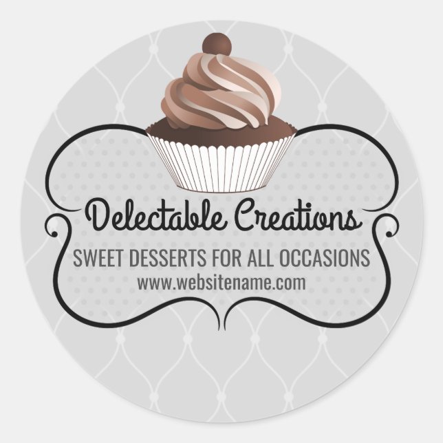 Elegant Cupcake Bakery Box Seals (Front)