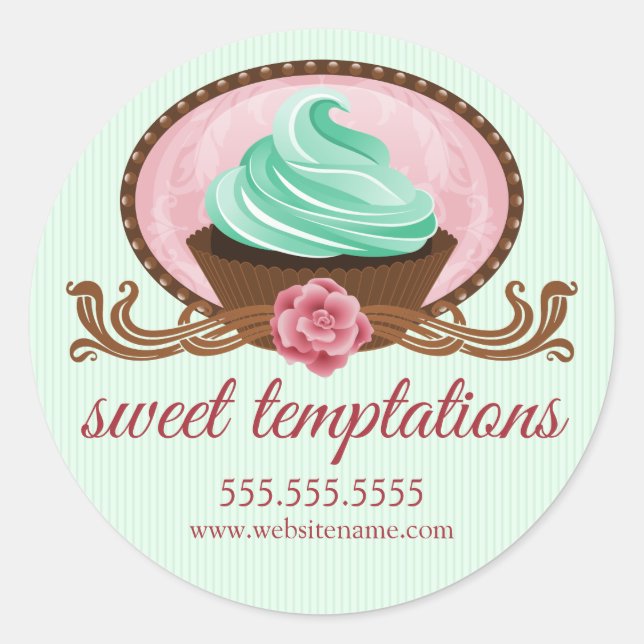 Elegant Cupcake Bakery Box Seals (Front)