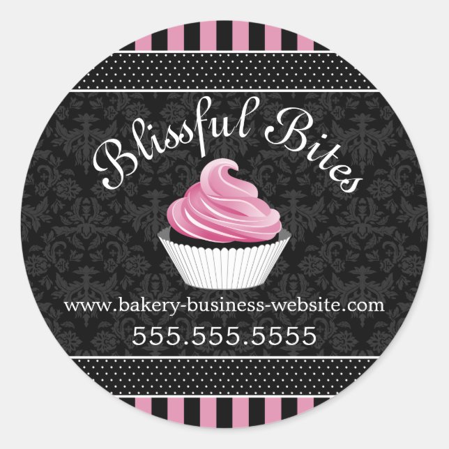Elegant Cupcake Bakery Box Seals (Front)