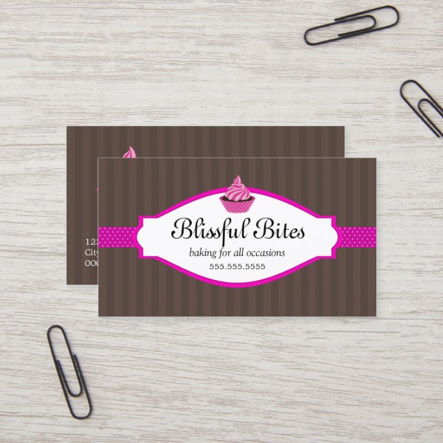 Elegant Cupcake Bakery Business Card (Front/Back In Situ)