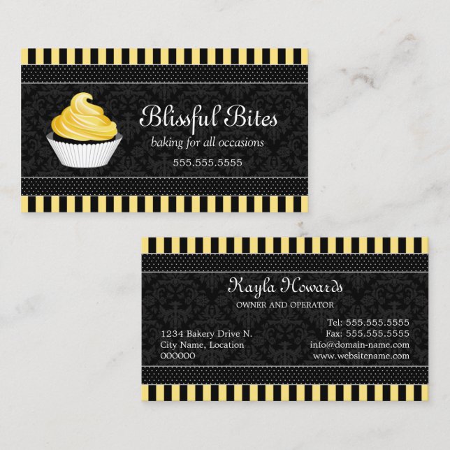 Elegant Cupcake Bakery Business Card (Front/Back)