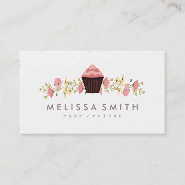 Elegant Cupcake Bakery Business Card (Front)