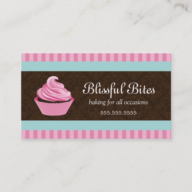 Elegant Cupcake Bakery Business Card (Front)