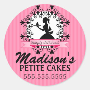 Elegant Cupcake Bakery Lady Silhouette Box Seals