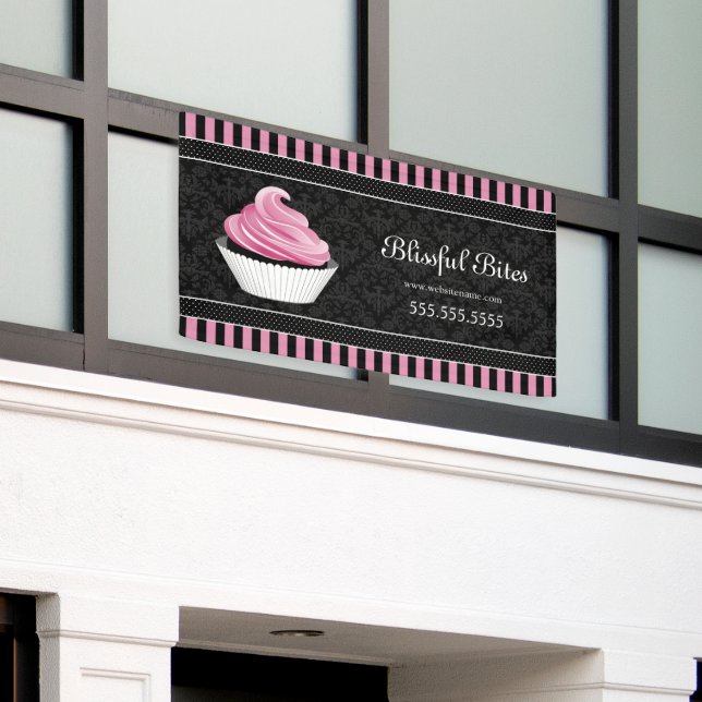 Elegant Cupcake Bakery Name Banner (Outside Building)