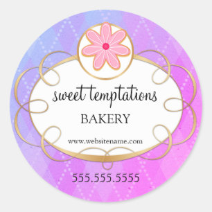 Elegant Cupcake Bakery Packaging Classic Round Sti Sticker