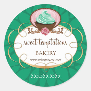 Elegant Cupcake Bakery Packaging Classic Round Sticker