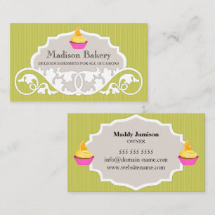 Elegant Cupcake Bakery Swirl Decoration Business Card