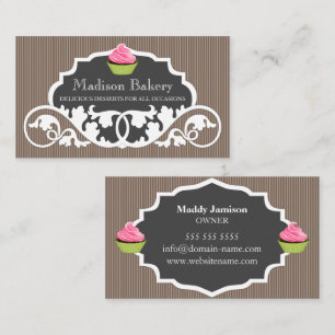 Elegant Cupcake Bakery Swirl Decoration Business Card