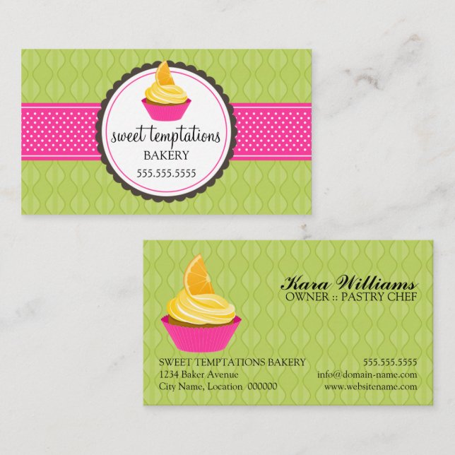 Elegant Cupcake Baking Business Card (Front/Back)